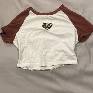 shein shirt brown with heart